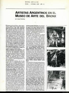 Reseña de Jorge Glusberg titulada &quot;Artistas argentinos en el Museo de Arte del Bronx&quot; (...