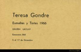 Folleto de la exposición &quot;Teresa Gondre: Esmaltes y tintas 1966&quot;