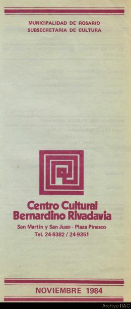 Programa “Centro Cultural Bernardino Rivadavia&quot;