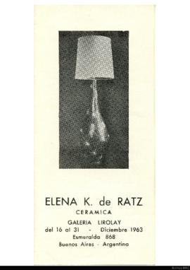 Folleto e invitación de la exposición &quot;Elena K. de Ratz: cerámica&quot;