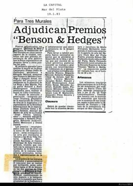 Artículo periodístico del diario La Capital titulado &quot;Adjudican premios &quot;Benson and Hed...