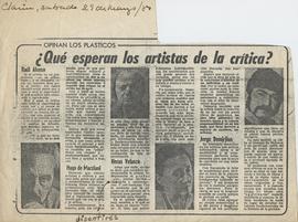 Artículo periodístico del diario Clarín &quot;¿Qué esperan los artistas de la crítica?&quot; (copia)