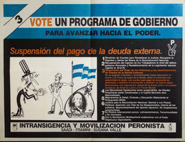Afiche de campaña electoral de Intransigencia y Movilización Peronista &quot;3. Vote un programa de gobierno para avanzar hacia el poder&quot;