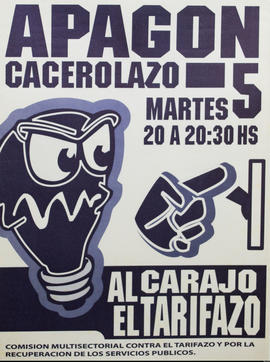 Afiche político de convocatoria de la Comisión Multisectorial contra el Tarifazo y por la Recuper...