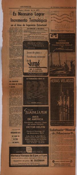 Anuncio publicitario de la exposición &quot;Heras Velasco. Centro Venezolano Argentino&quot; publicado en el Diario El Universal