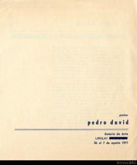Catálogo de la exposición &quot;Pedro David: pintor&quot;