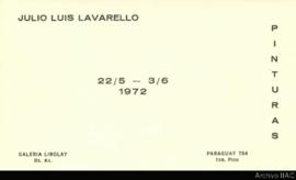 Folleto de la exposición &quot;Julio Luis Lavarello: Pinturas&quot;