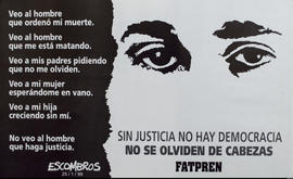 Afiche político del Grupo Escombros &quot;Sin justicia no hay democracia : no se olviden de Cabezas&quot;