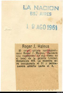 Aviso de exposición del diario La Nación  titulado “Roger J.Haloua&quot;