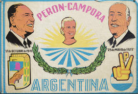 Banderín de campaña electoral del Partido Justicialista &quot;Perón - Cámpora&quot;