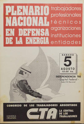 Afiche político de convocatoria de la Central de Trabajadores de la Argentina al &quot;Congreso de los Trabajadores Argentinos&quot;