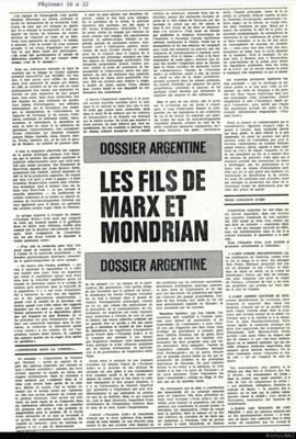 Artículo de la revista Robho titulado &quot;Dossier Argentine: les fils de Marx et Mondrian&quot;...
