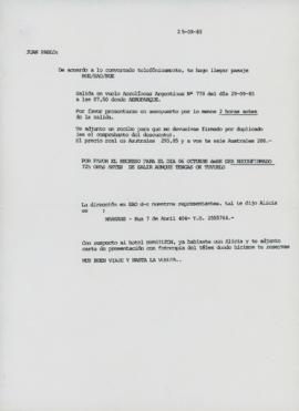Dossier vinculado con el viaje de Juan Pablo Renzi a San Pablo