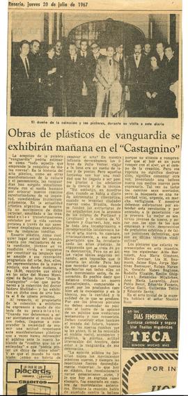 Reseña del diario La Capital titulada &quot;Obras de plásticos de vanguardia se exhibirán mañana ...