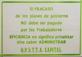 Afiche político de la Organización Personal de Supervisión y Técnicos Telefónicos Argentinos. Cap...