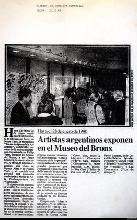 Reseña de El Cronista comercial titulada &quot;Artistas argentinos exponen en el Museo del Bronx&...