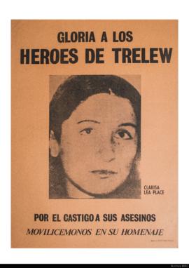 Afiche político de convocatoria del Partido Revolucionario de los Trabajadores &quot;Gloria a los héroes de Trelew&quot;