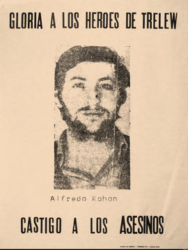 Afiche político del Partido Revolucionario de los Trabajadores &quot;Gloria a los héroes de Trelew. Castigo a los asesinos&quot;