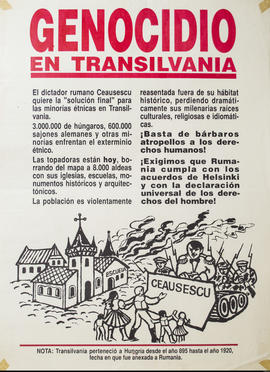 Afiche político &quot;Genocidio en Transilvania&quot;