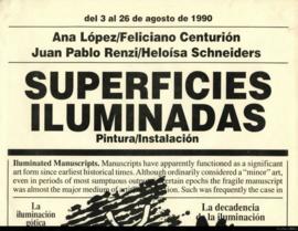 Afiche de la exposición &quot;Superficies iluminadas: pintura/instalación&quot; realizada en el Centro Cultural Recoleta