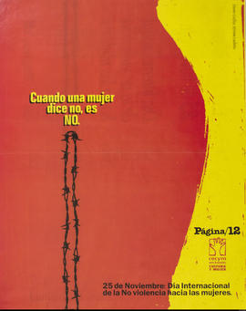 Afiche político de concientización de Diario Página 12 &quot;25 de Noviembre : día Internacional de la No violencia hacia las mujeres&quot;