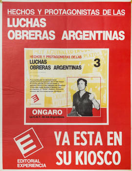 Afiche promocional de la revista &quot;Hechos y protagonistas de las luchas obreras argentinas&quot; de la Editorial Experiencia