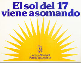 Afiche político del Consejo Nacional. Partido Justicialista &quot;El sol del 17 viene asomando&quot;