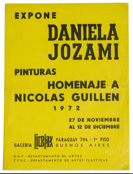 Afiche de exposición “Expone Daniela Jozami Pinturas Homenaje a Nicolás Guillen&quot;