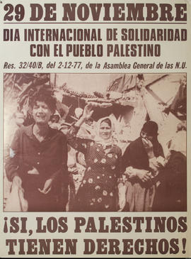 Afiche político conmemorativo &quot;29 de noviembre : día Internacional de solidaridad con el pueblo palestino&quot;