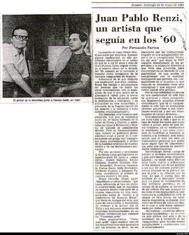 Artículo periodístico de Fernando Farina titulado &quot;Juan Pablo Renzi, un artista que seguía e...