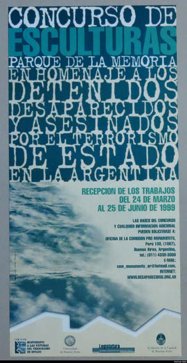 Afiche promocional &quot;Concurso de esculturas Parque de la Memoria&quot; del Gobierno de la Ciudad Autónoma de Buenos Aires