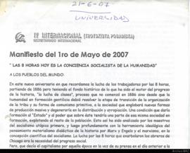 Volante &quot;Manifiesto del 1ro de Mayo de 2007&quot;