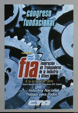 Afiche político de convocatoria de la Central de Trabajadores de la Argentina &quot;Congreso fund...