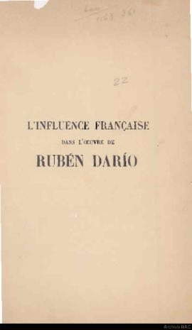 Libro &quot;L’influence française dans l’oeuvre de Rubén Darío&quot;