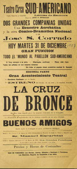 Programa de espectáculos del &quot;Teatro Circo Sud-Americano&quot;